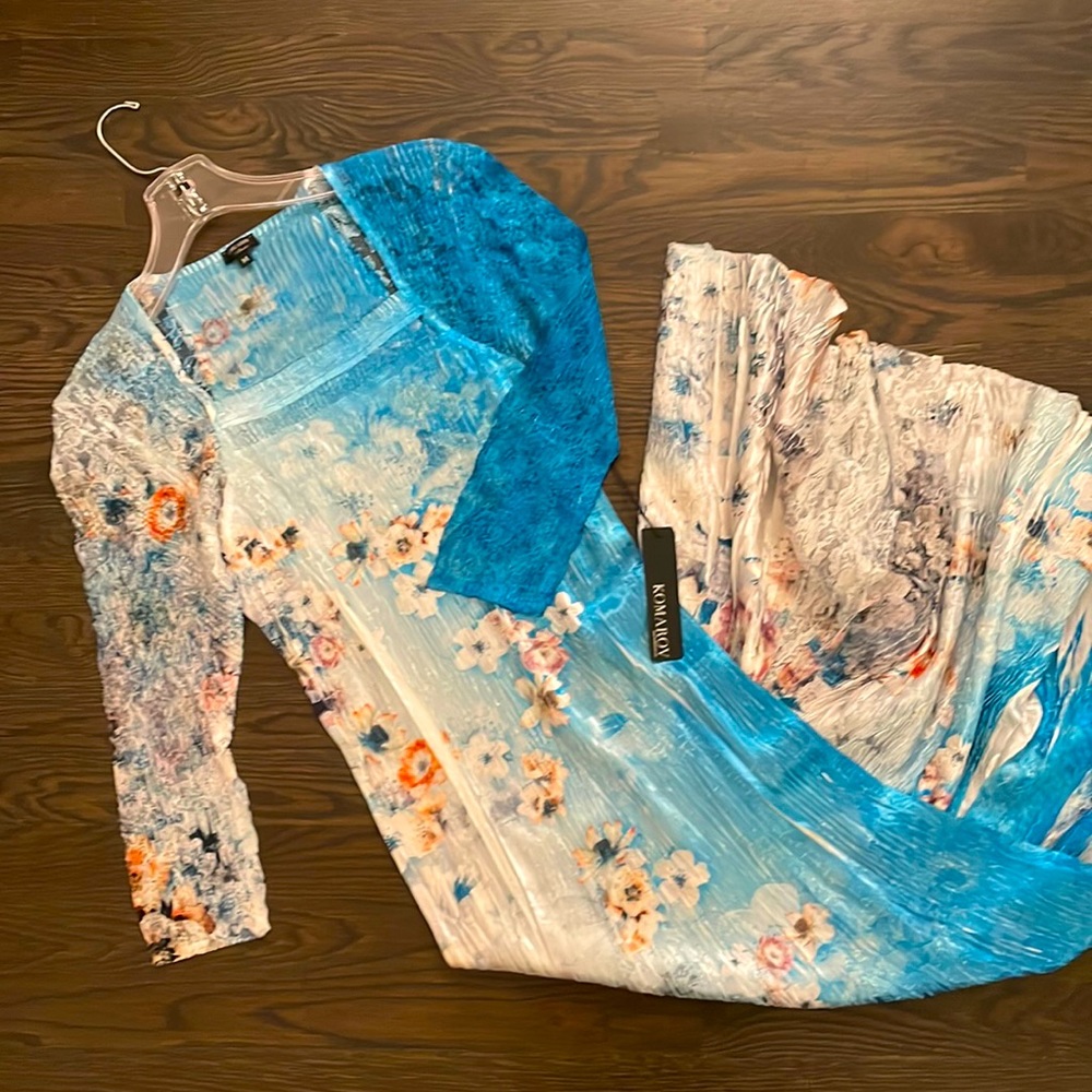 Lacy blue and white floral printed sundress